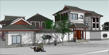 中式风格仿古建筑别墅SU模型素材设计图下载 图片4.79MB 建筑模型库 SU模型