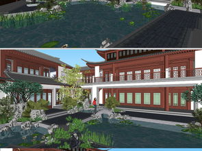 中式仿古别墅庭院景观设计四合院建筑模型图下载 图片75.96MB 建筑模型库 SU模型